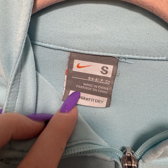 Nike Light Blue Zip-Up Jacket With Button Clasp Sleeves - Picture 7 of 10